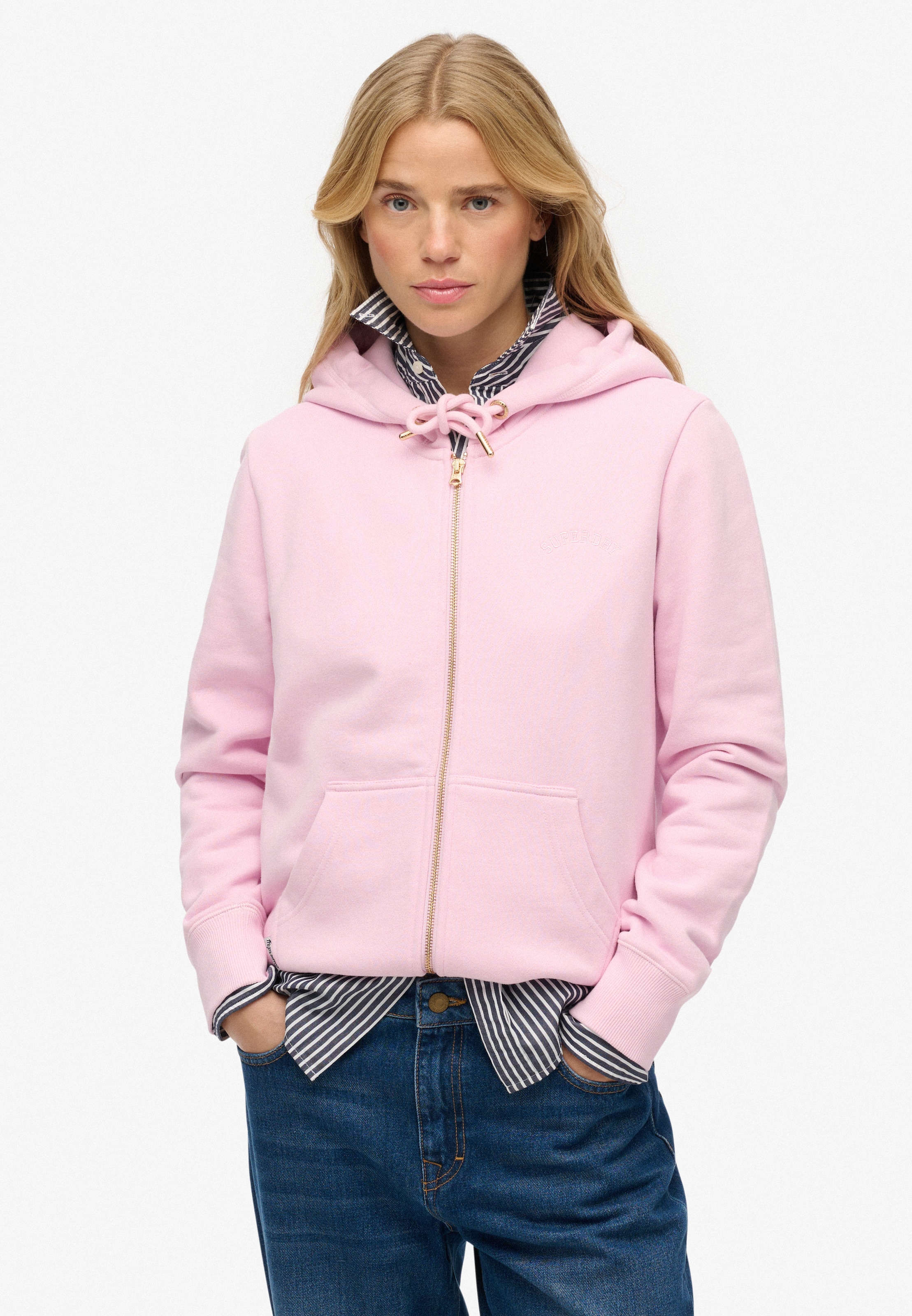 Superdry & Co Кофта на молнии 'Essential' в Ярко-розовый: спереди