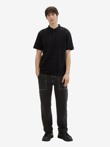 TOM TAILOR DENIM Poloshirt in Schwarz