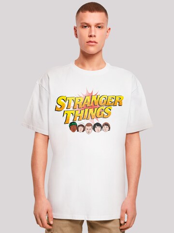 T-Shirt 'Stranger Things Comic Heads Netflix TV Series' F4NT4STIC en blanc : devant