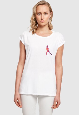 Merchcode T-Shirt 'Tennis Woman Silhouette' in Weiß: Vorderseite