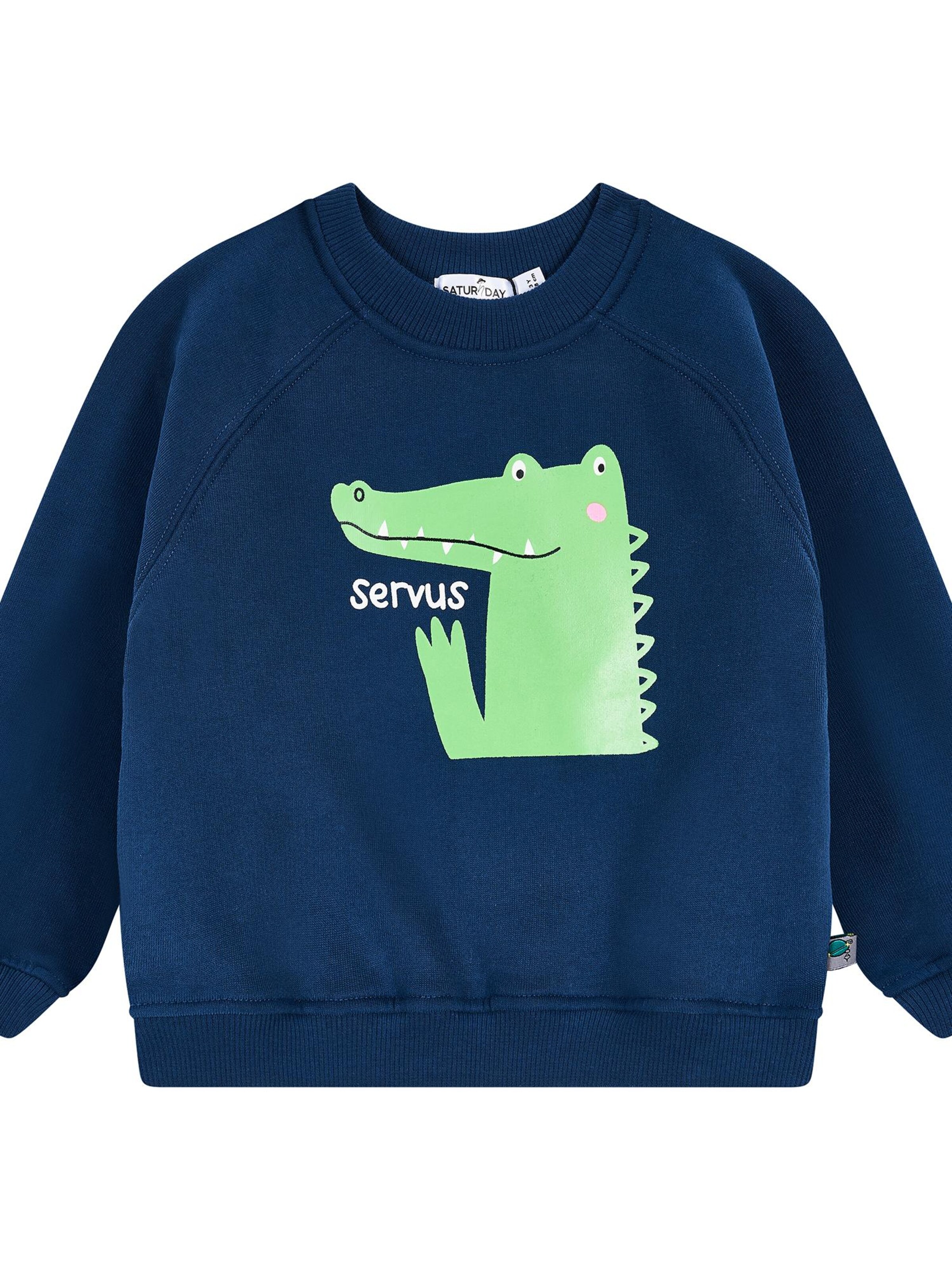 SATURNDAY Sweatshirt 'Krokodil Servus' in Blauw