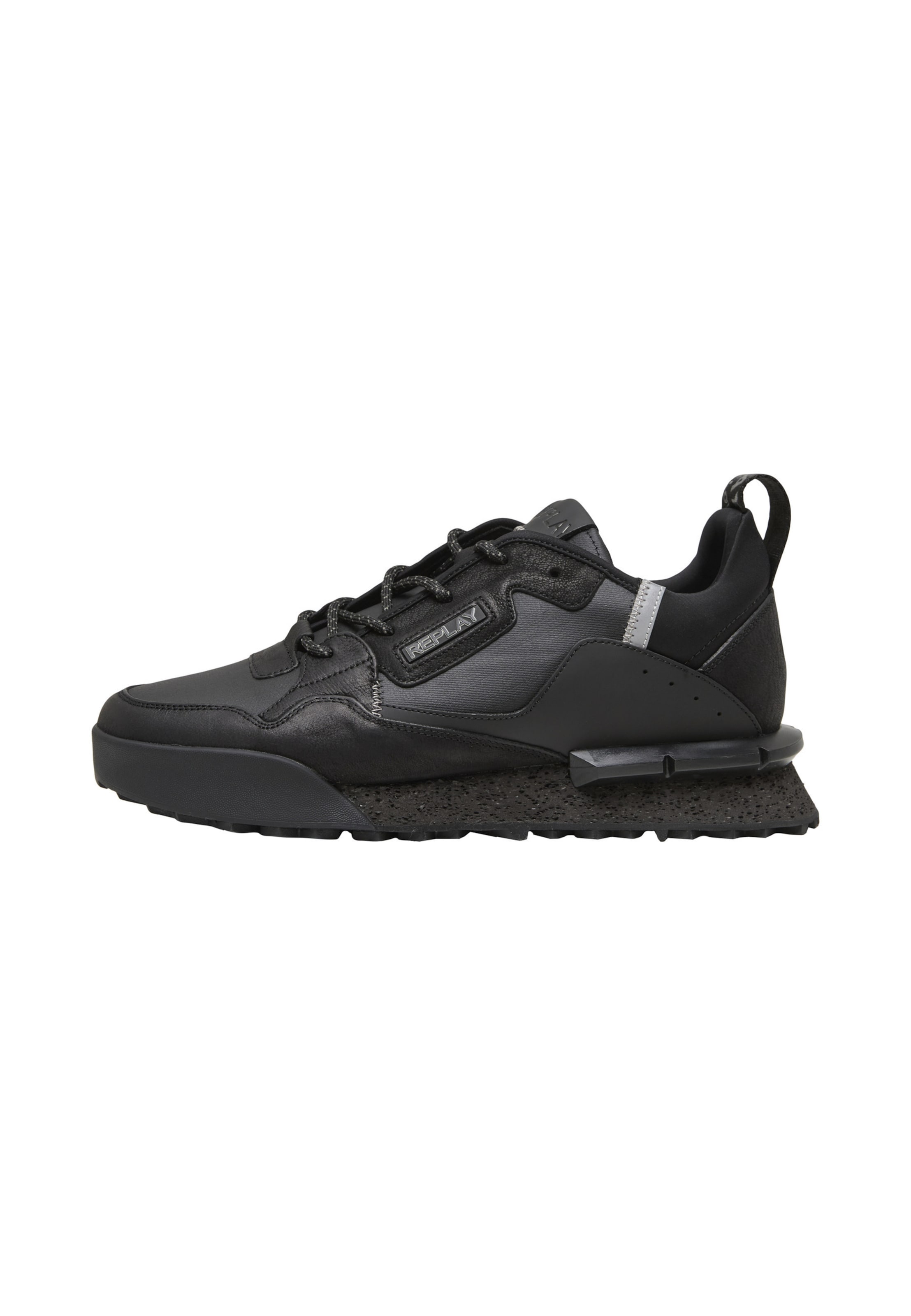REPLAY Platform trainers in Black: front