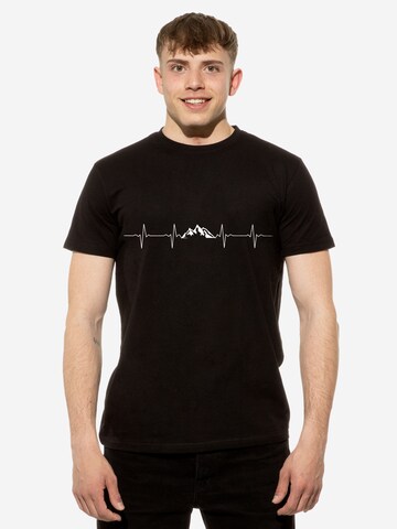 Cotton Prime T-Shirt 'Pulsschlag Berge' in Schwarz: Vorderseite