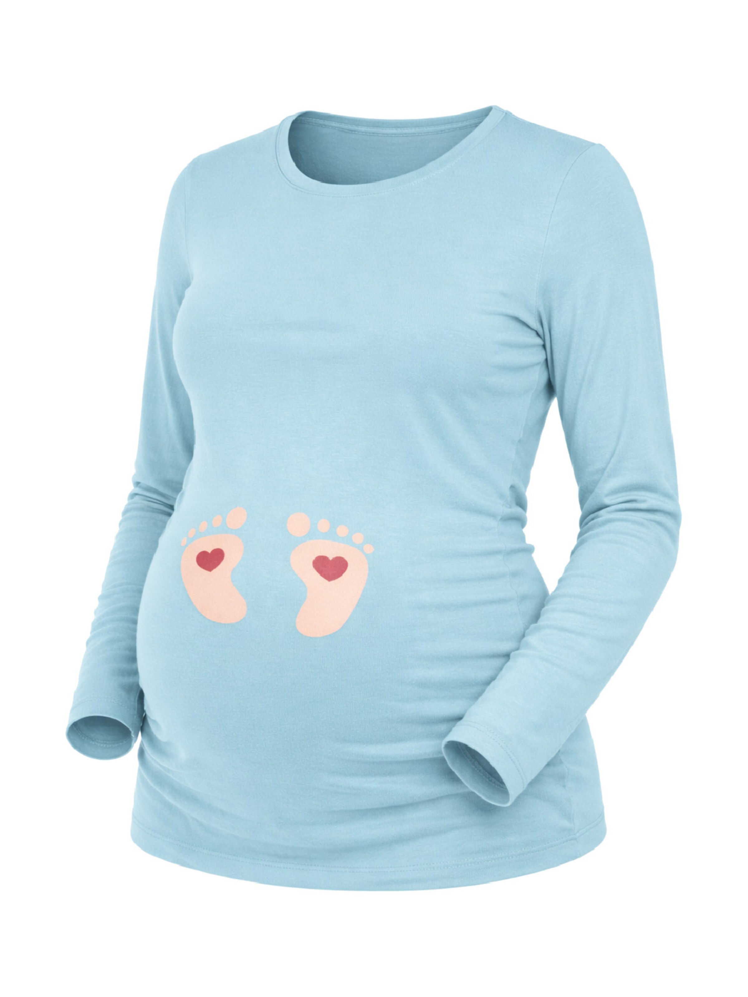 M.M.C. Shirt 'Baby Füße Umstandslangarmshirt' in Blue: front