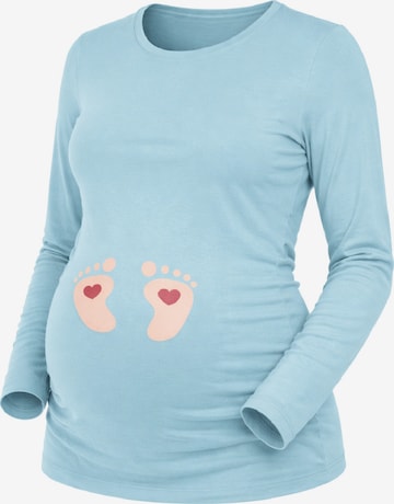 M.M.C. Shirt 'Baby Füße Umstandslangarmshirt' in Blue: front