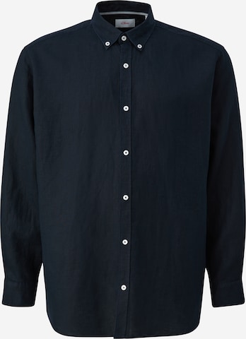 s.Oliver Men Big Sizes Regular fit Button Up Shirt in Blue: front