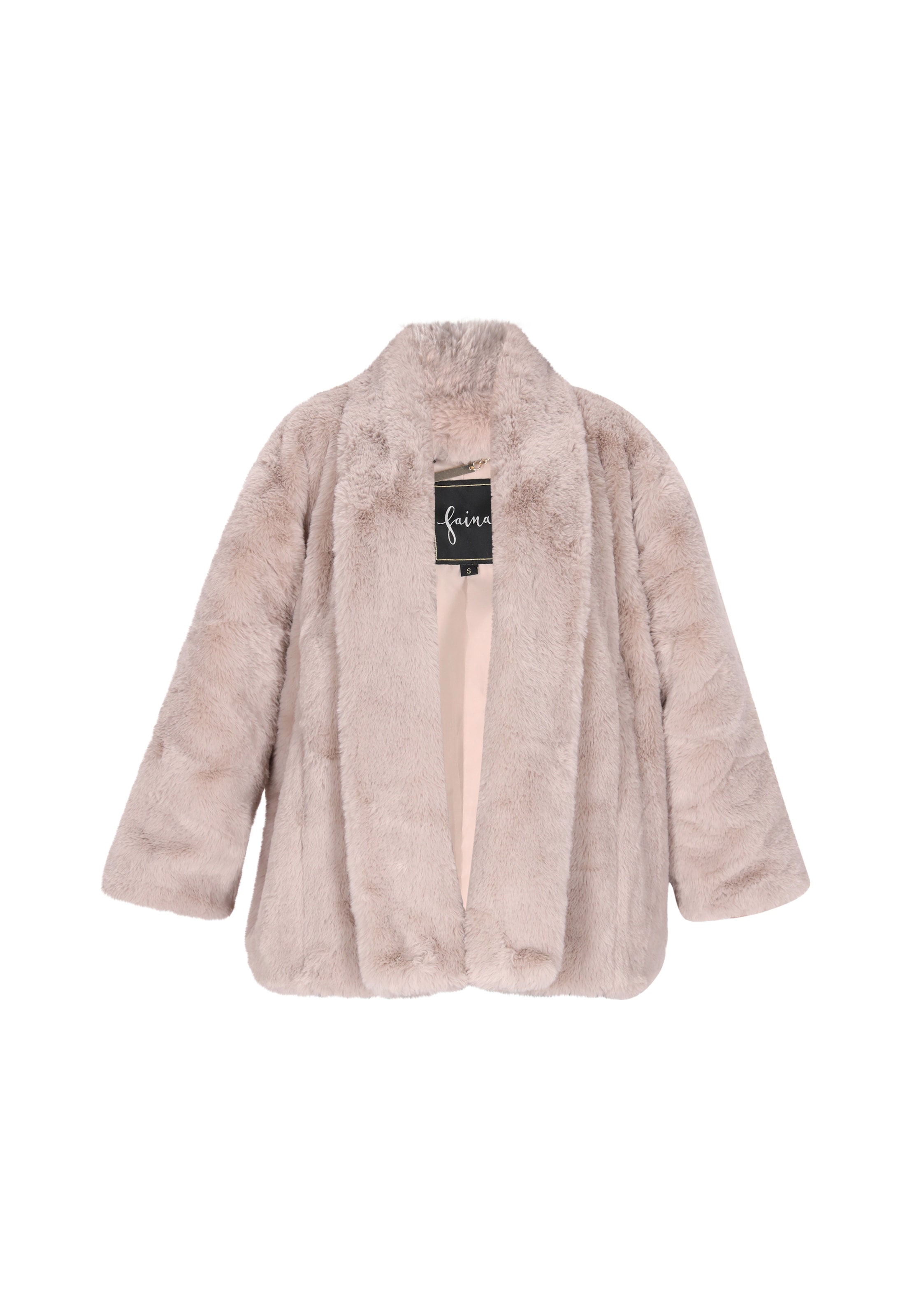 Cappotto invernale di faina in beige: frontale