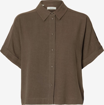 Chemisier 'SLFVIVA' SELECTED en marron : devant