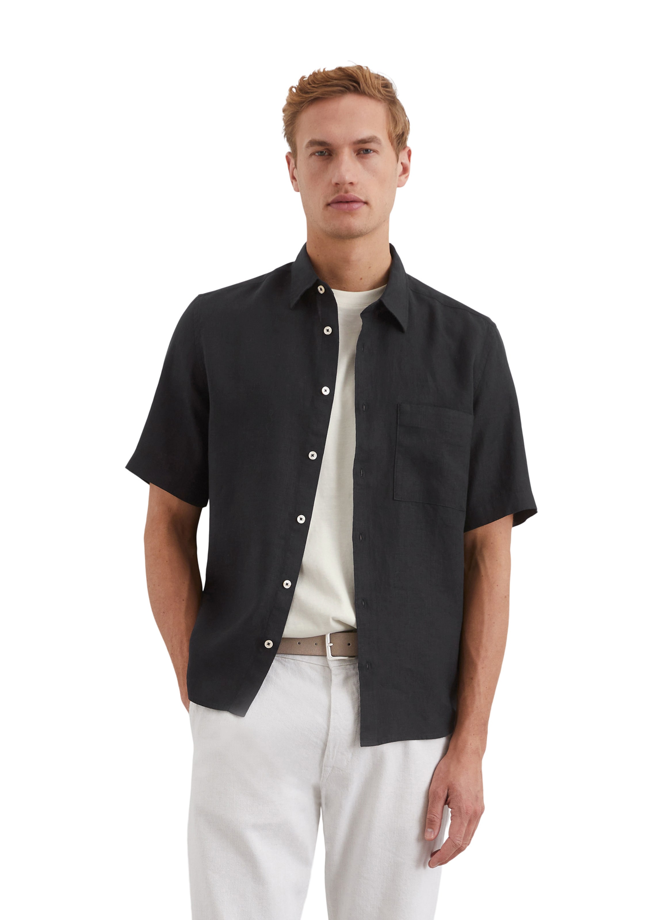 Marc O'Polo Regular fit Button Up Shirt in Black: front