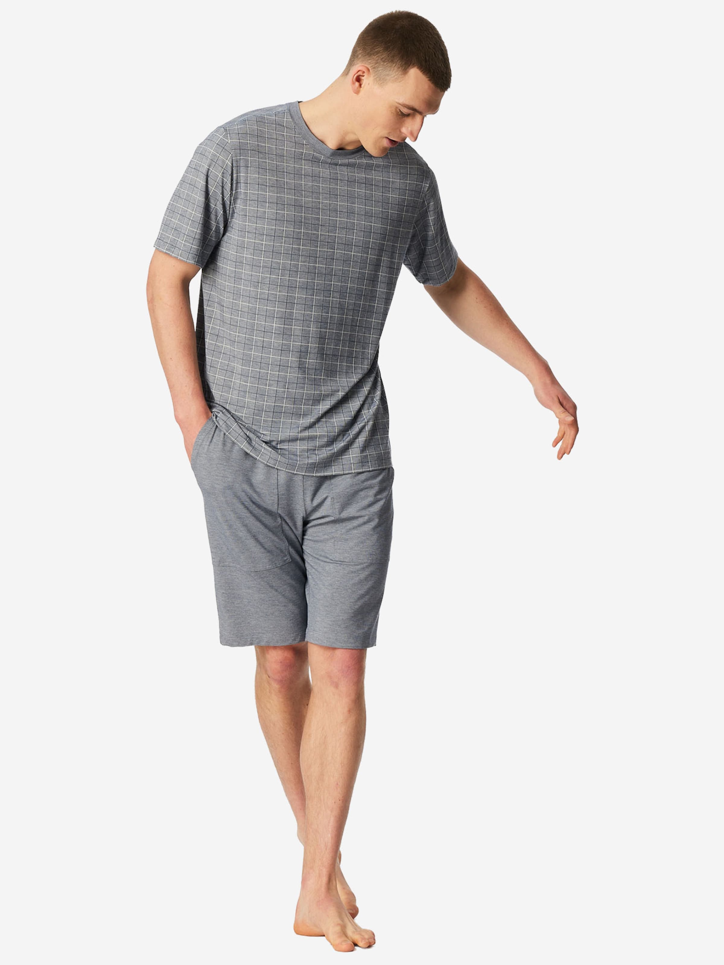 Pyjama court ' Selected Premium Jacquard ' SCHIESSER en bleu