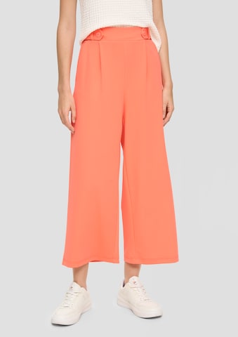 QS Wide leg Pleat-Front Pants in Orange: front