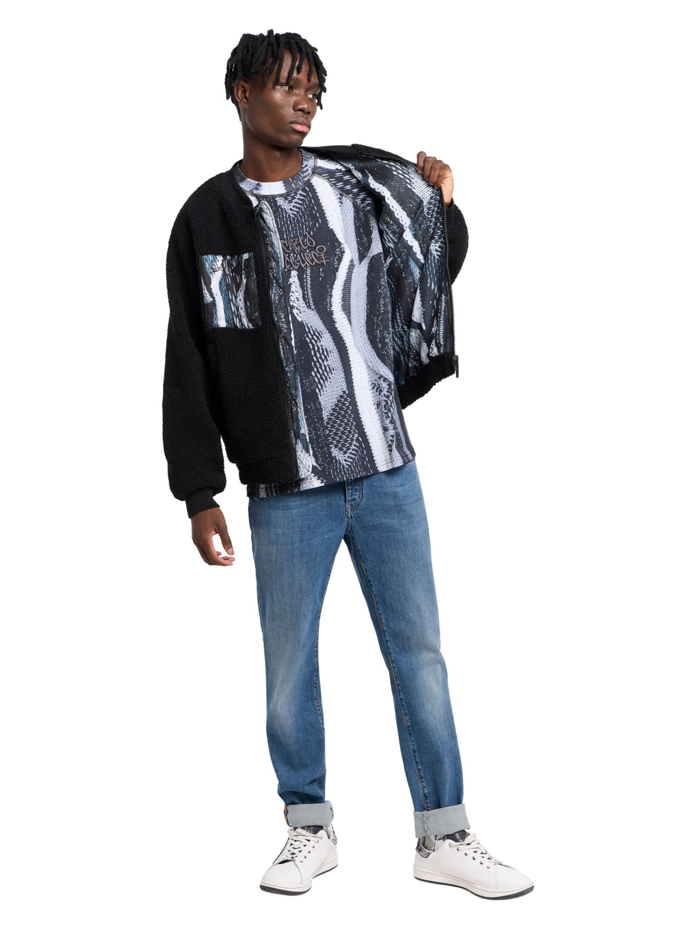 Carlo Colucci Fleece jas 'Espositello' in Zwart