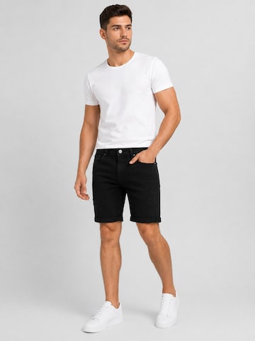Boxeur des Rues - regular Vaquero 'Herren Jeansshorts Boxeur des Rues San Francisco, Slim Fit, Schwarz, Kratzeffekt' en negro