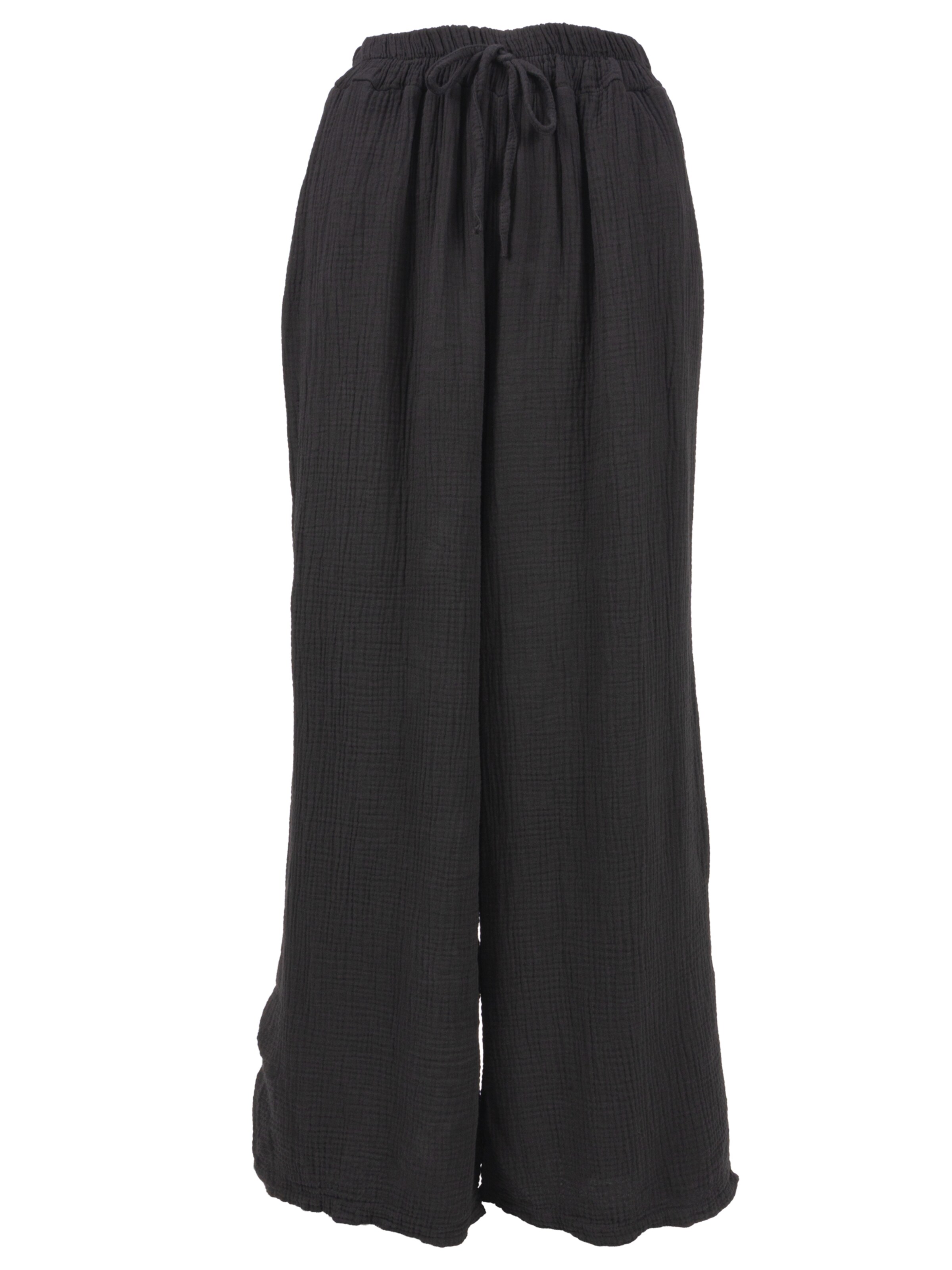 Wide Leg Pantalon ' AYANA MUSSELIN ' Seasons of April en noir : devant