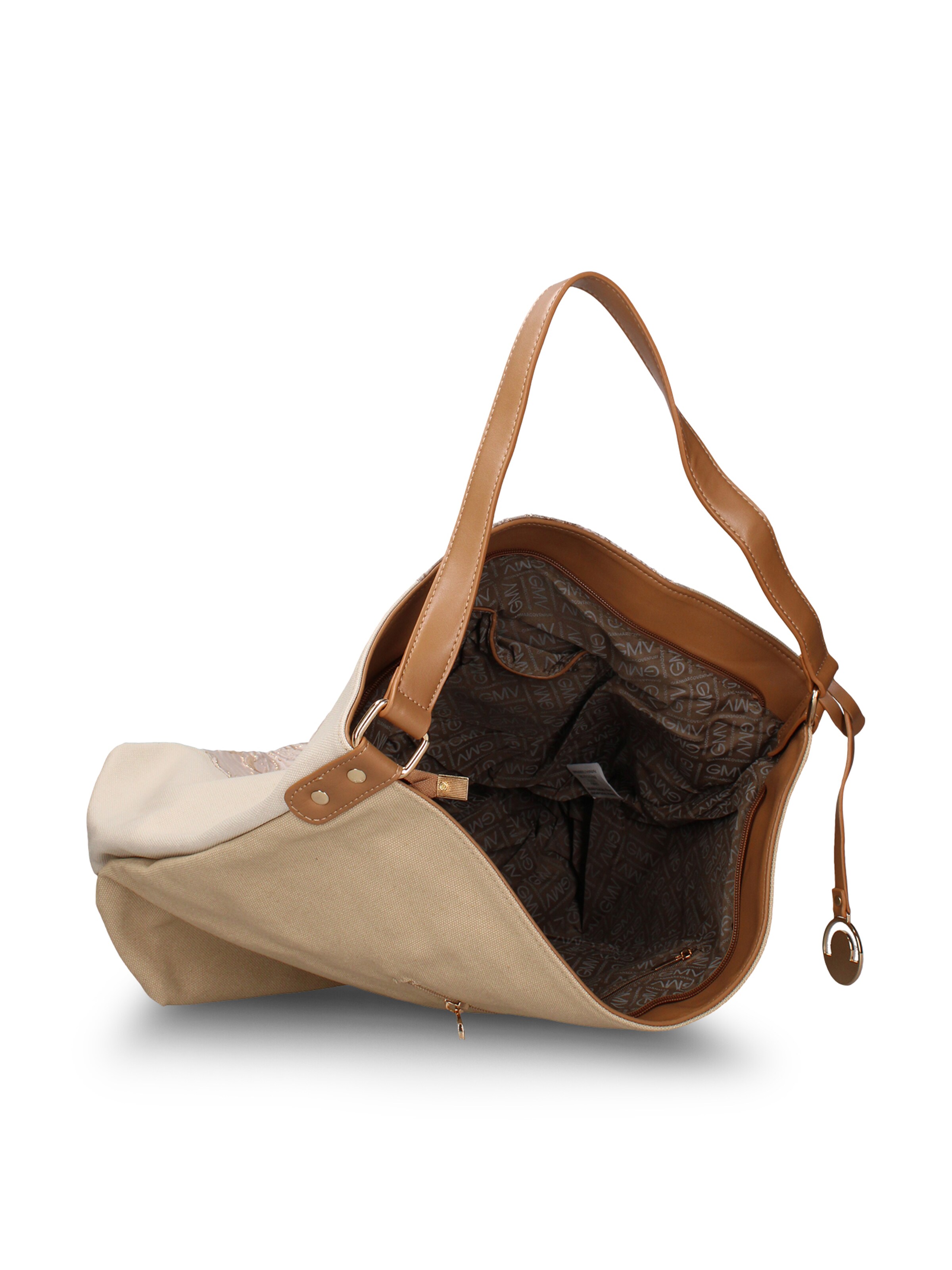 Borsa a mano 'Borsa a tracolla Gianmarco Venturi Alizé pelle vegana bicolore stampa floreale' di GianMarco Venturi in bianco