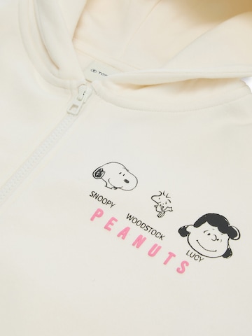 TOM TAILOR Zip-Up Hoodie 'Peanuts' in White