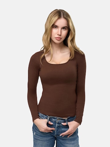 cfab (formerly creamy fabrics) Top 'Cotton Long Sleeve mit integriertem Wireless Bra' in Bruin: voorkant