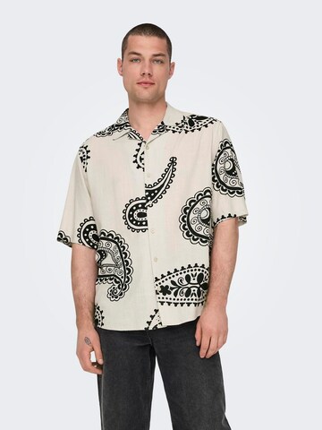 Only & Sons Comfort fit Overhemd 'ONSAustin' in Grijs: voorkant