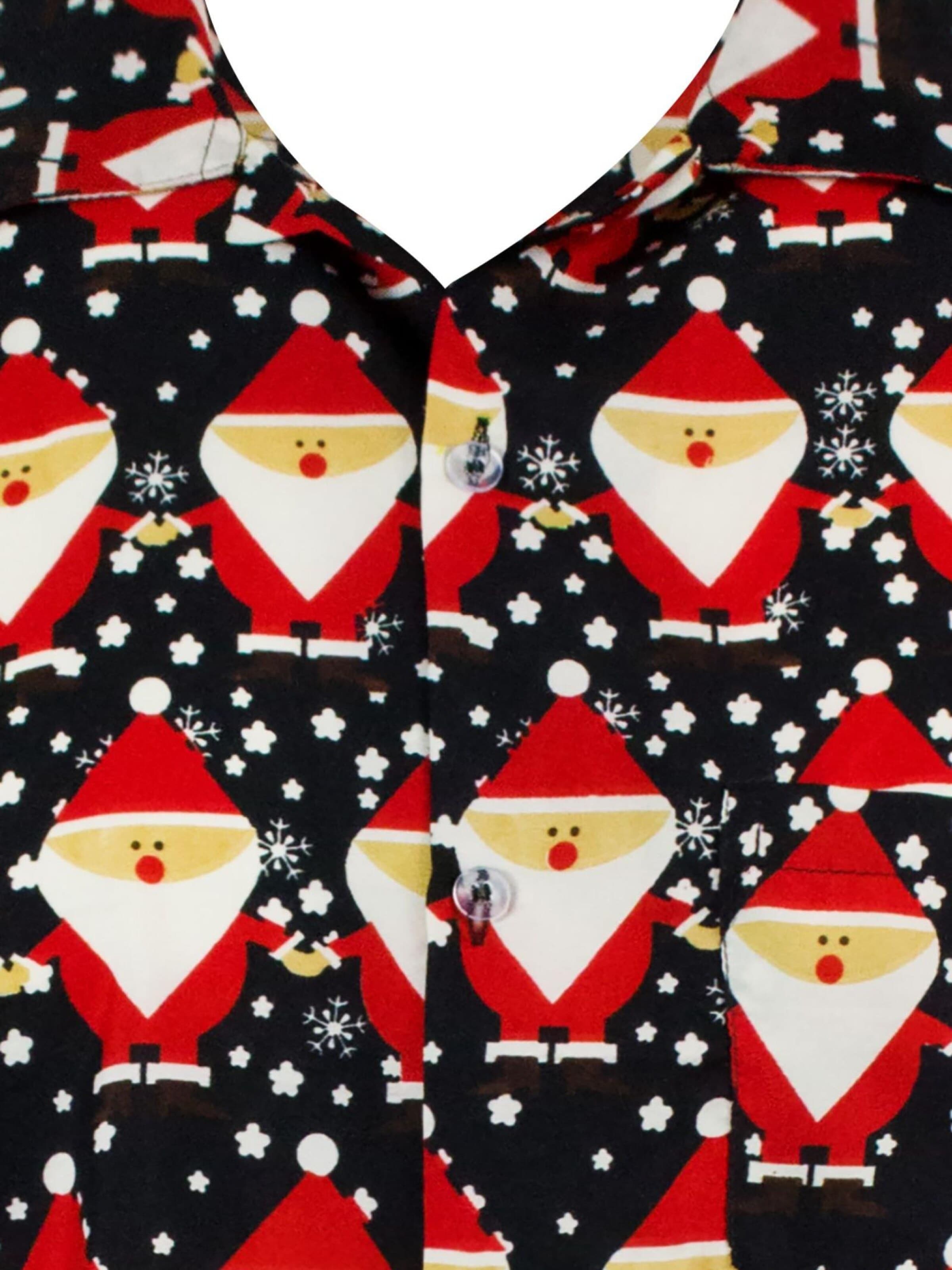King Kameha Regular Fit Hemd 'Christmas Santa Allover'‌‌‌‌ in Schwarz