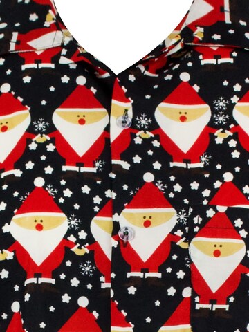 Regular fit Camicia 'Christmas Santa Allover' di King Kameha in nero