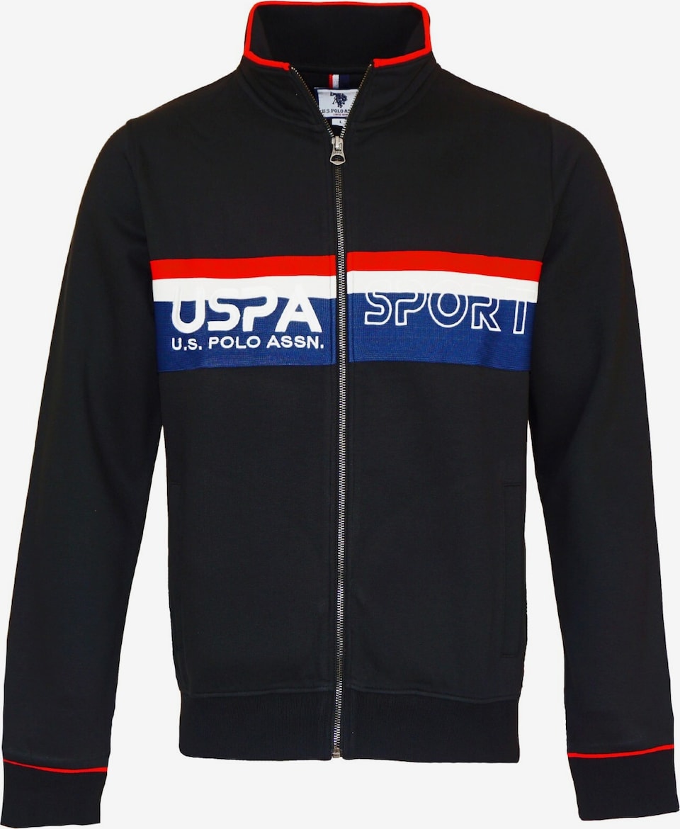 Hanorac de la U.S. POLO ASSN. pe negru: față