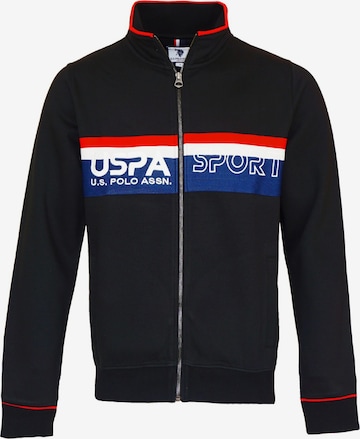 Giacca di felpa di U.S. POLO ASSN. in nero: frontale