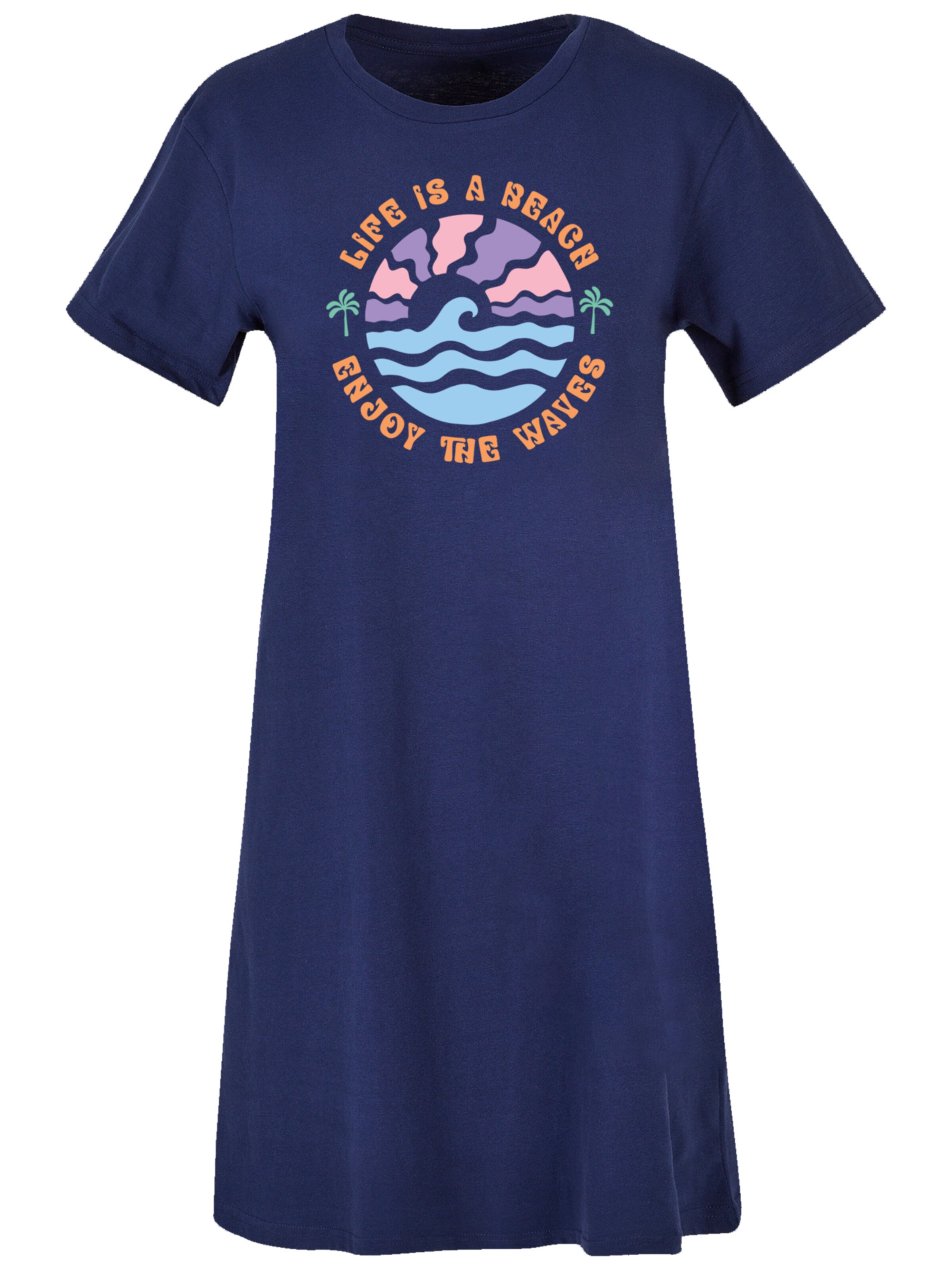 F4NT4STIC Jurk 'Life Is A Beach Enjoy The Waves' in Blauw: voorkant