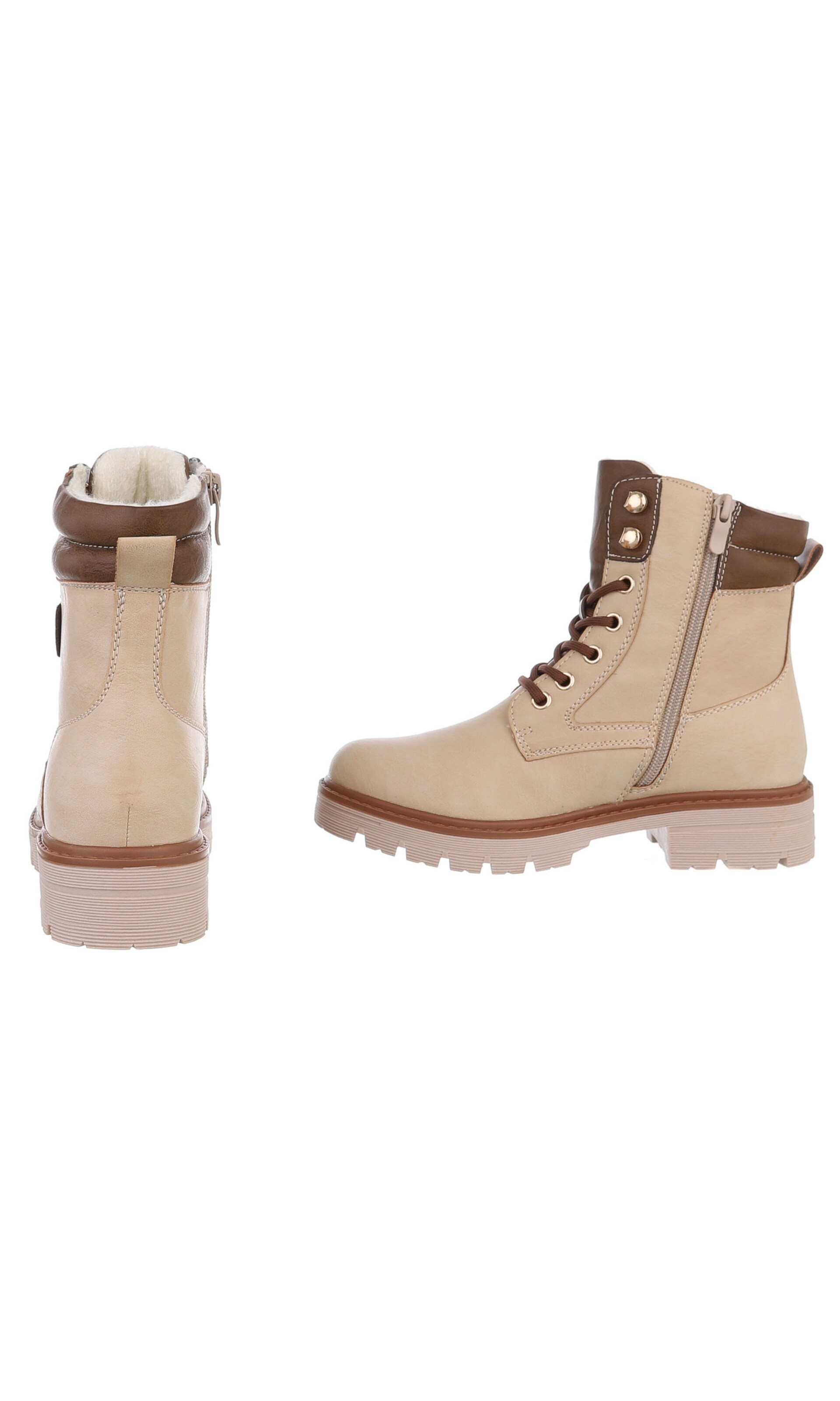 Ital-Design Schnürstiefelette in Beige