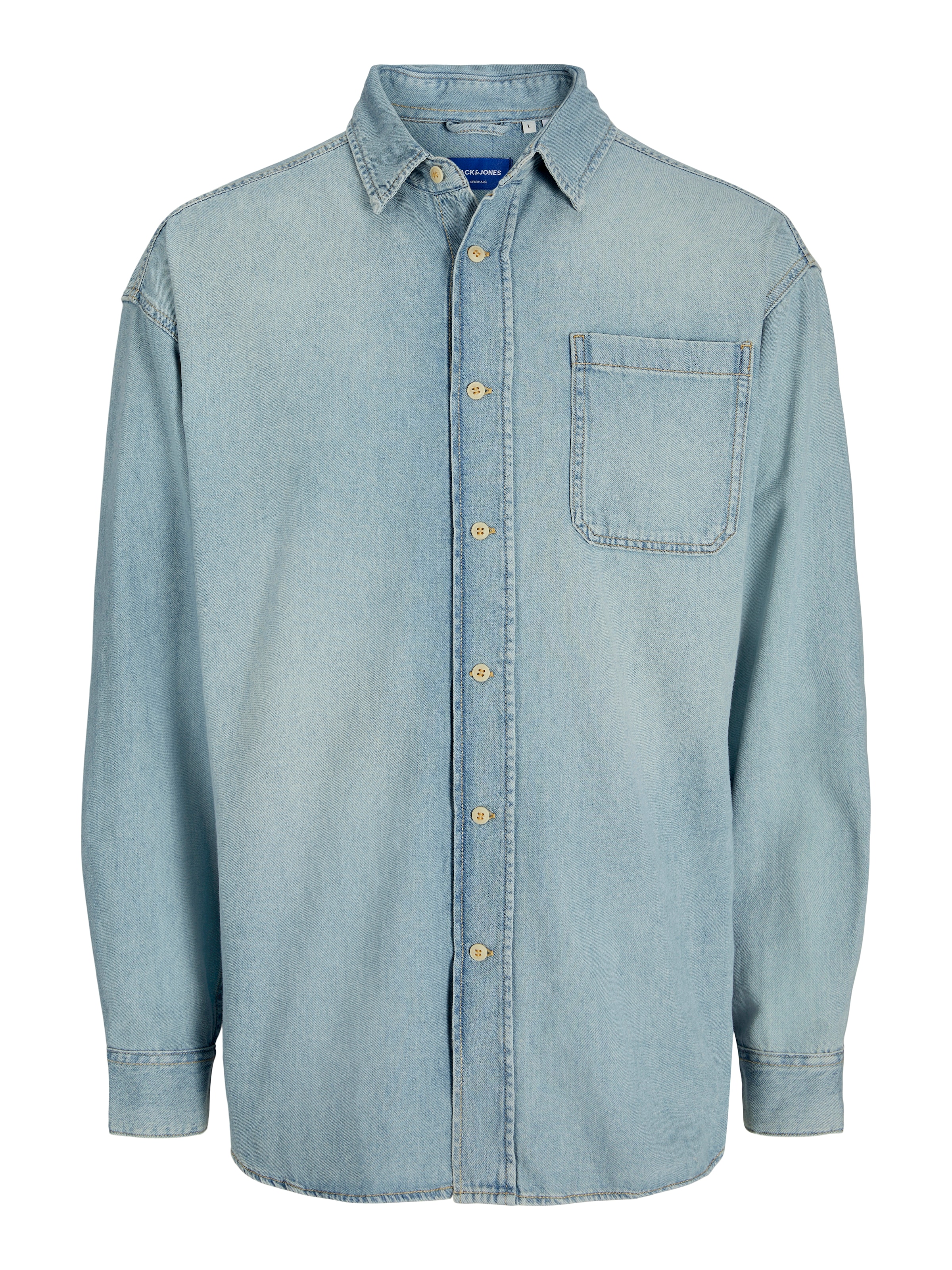 JACK & JONES Comfort fit Button Up Shirt 'JORSANTORINI' in Blue: front