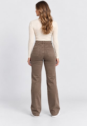 Elara Wide leg Jeans in Brown