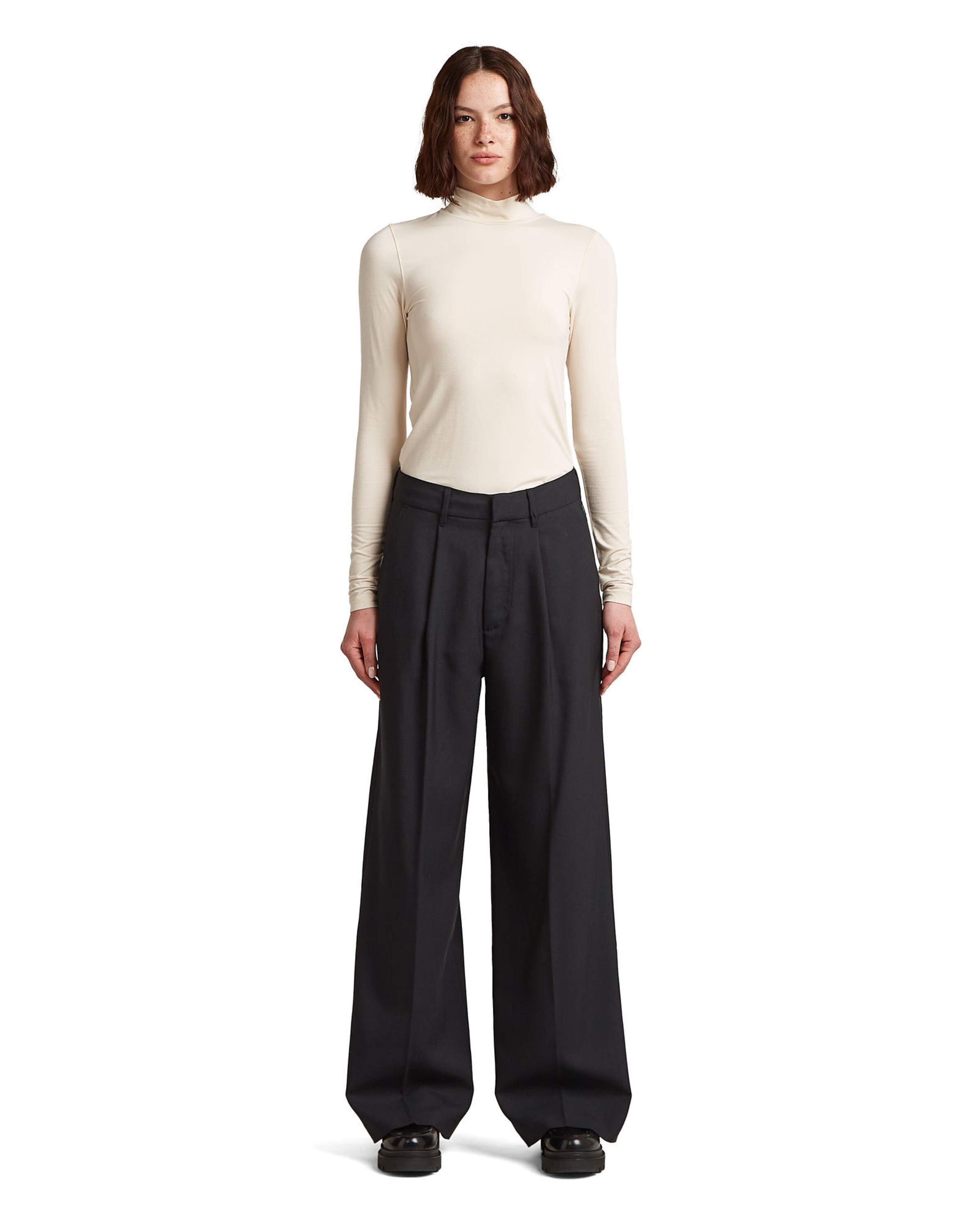 G-STAR Wide leg Pleat-front trousers 'Fluid' in Black