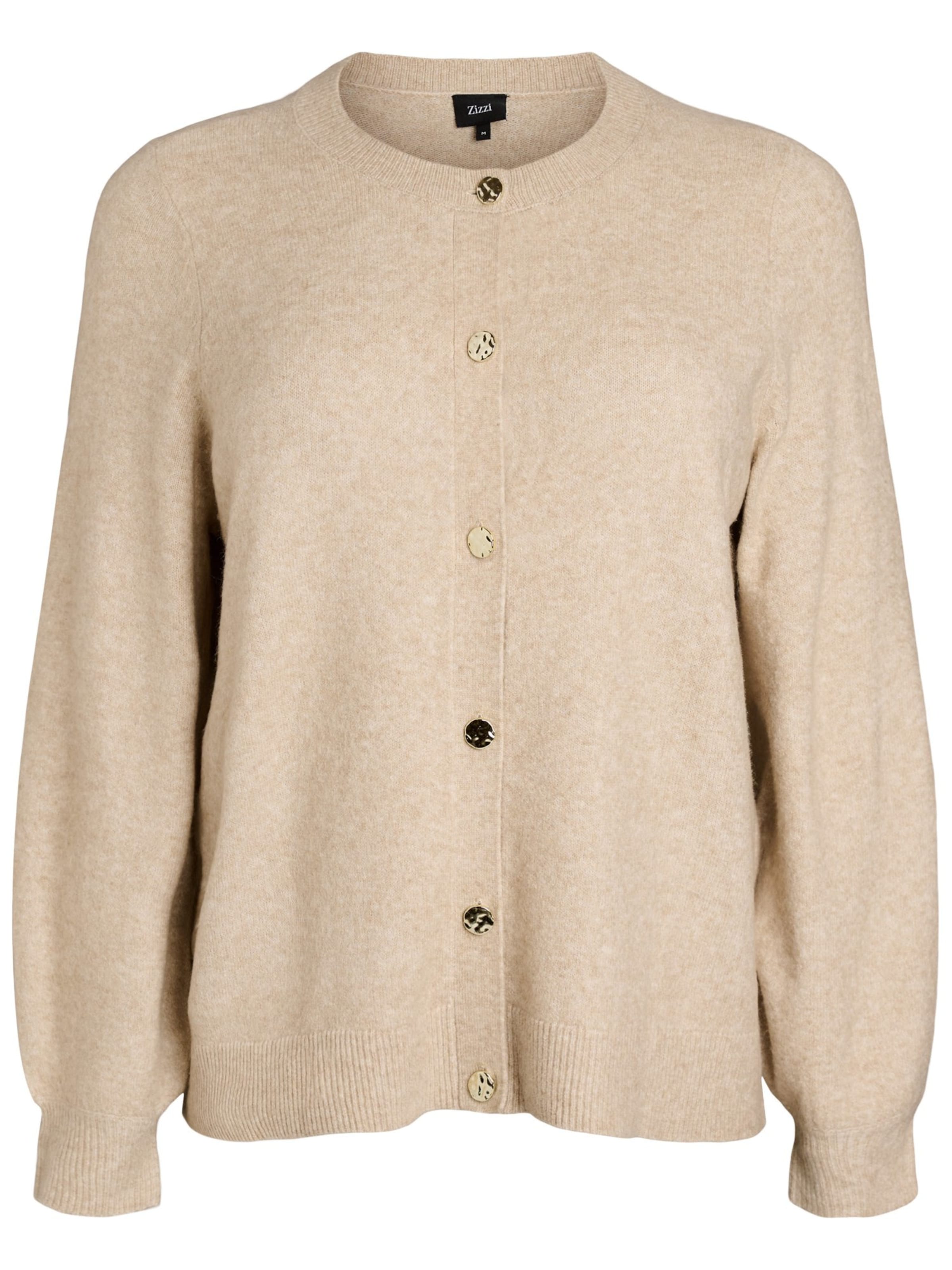 Zizzi Gebreid vest 'CAVISTA' in Beige: voorkant