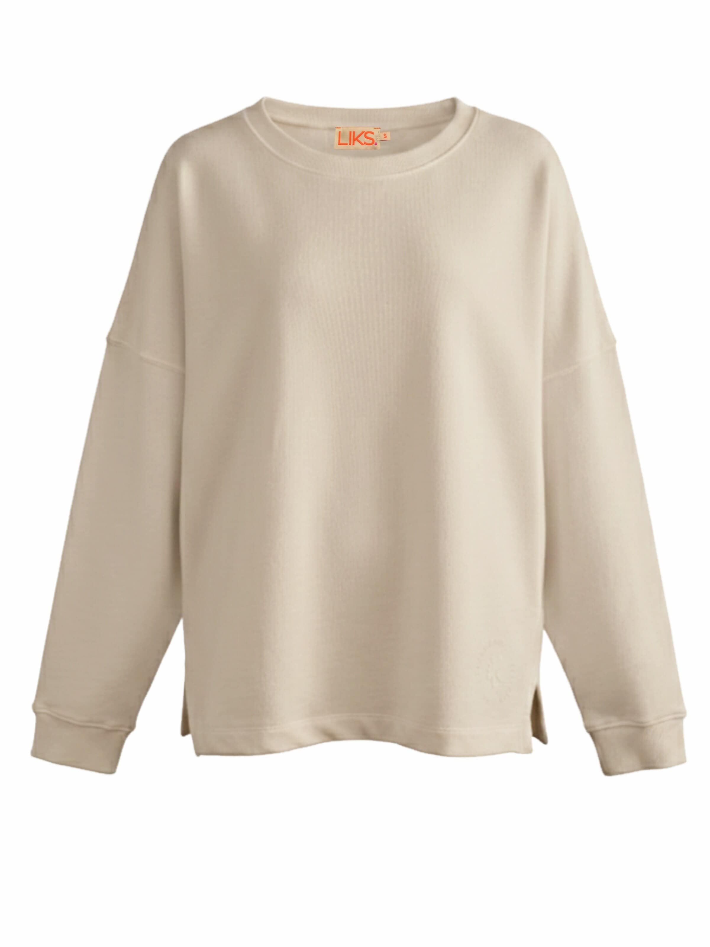 Sweat-shirt 'Sweatpullover mit Stickerei Do what you love - StellaC' LIKS. Munich en beige : devant