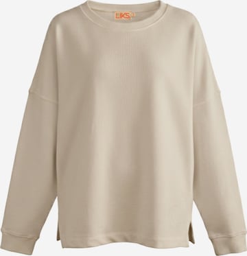 Sweat-shirt 'Sweatpullover mit Stickerei Do what you love - StellaC' LIKS. Munich en beige : devant
