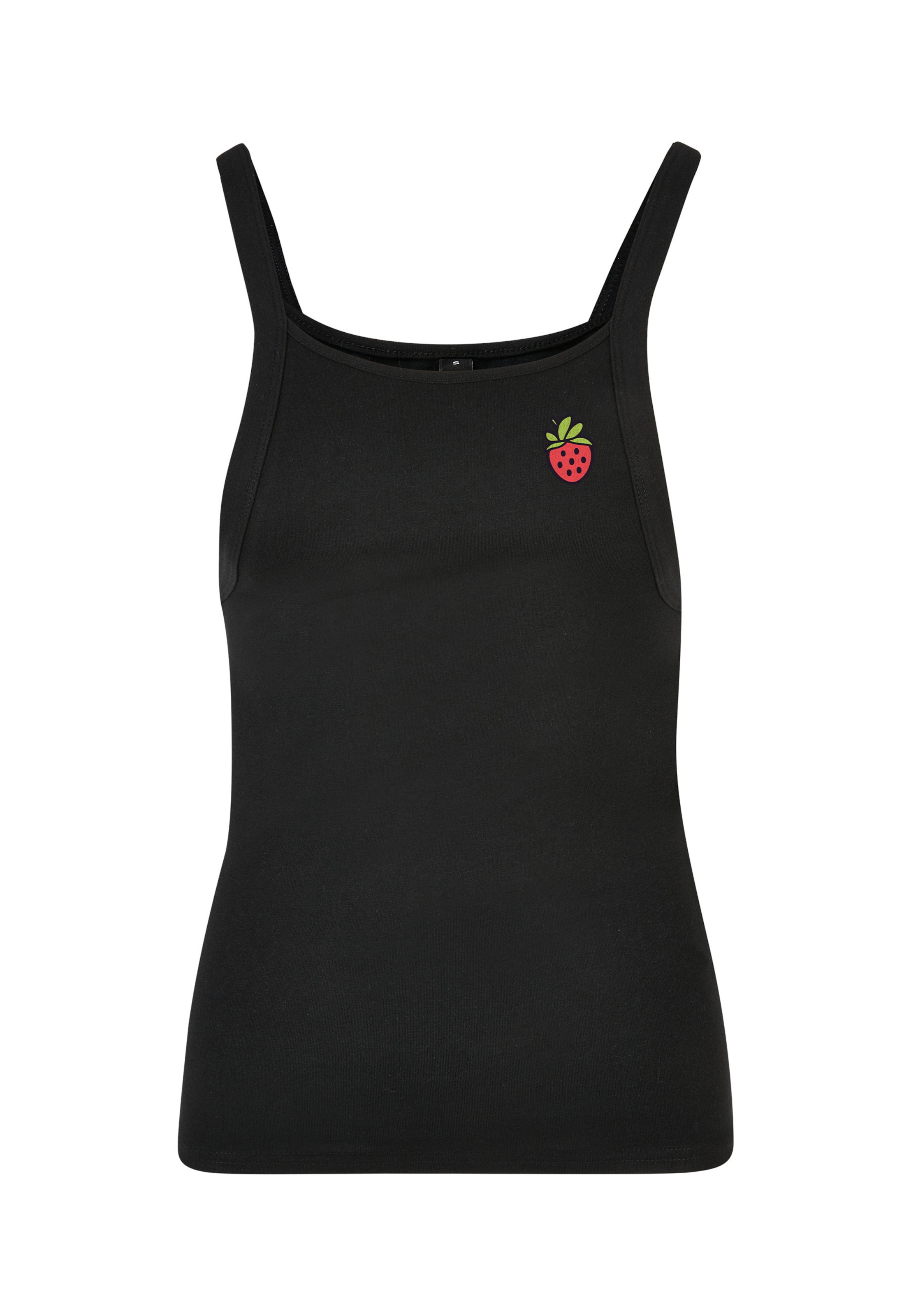 Urban Classics Top 'Strawberry Everyday' in Zwart: voorkant