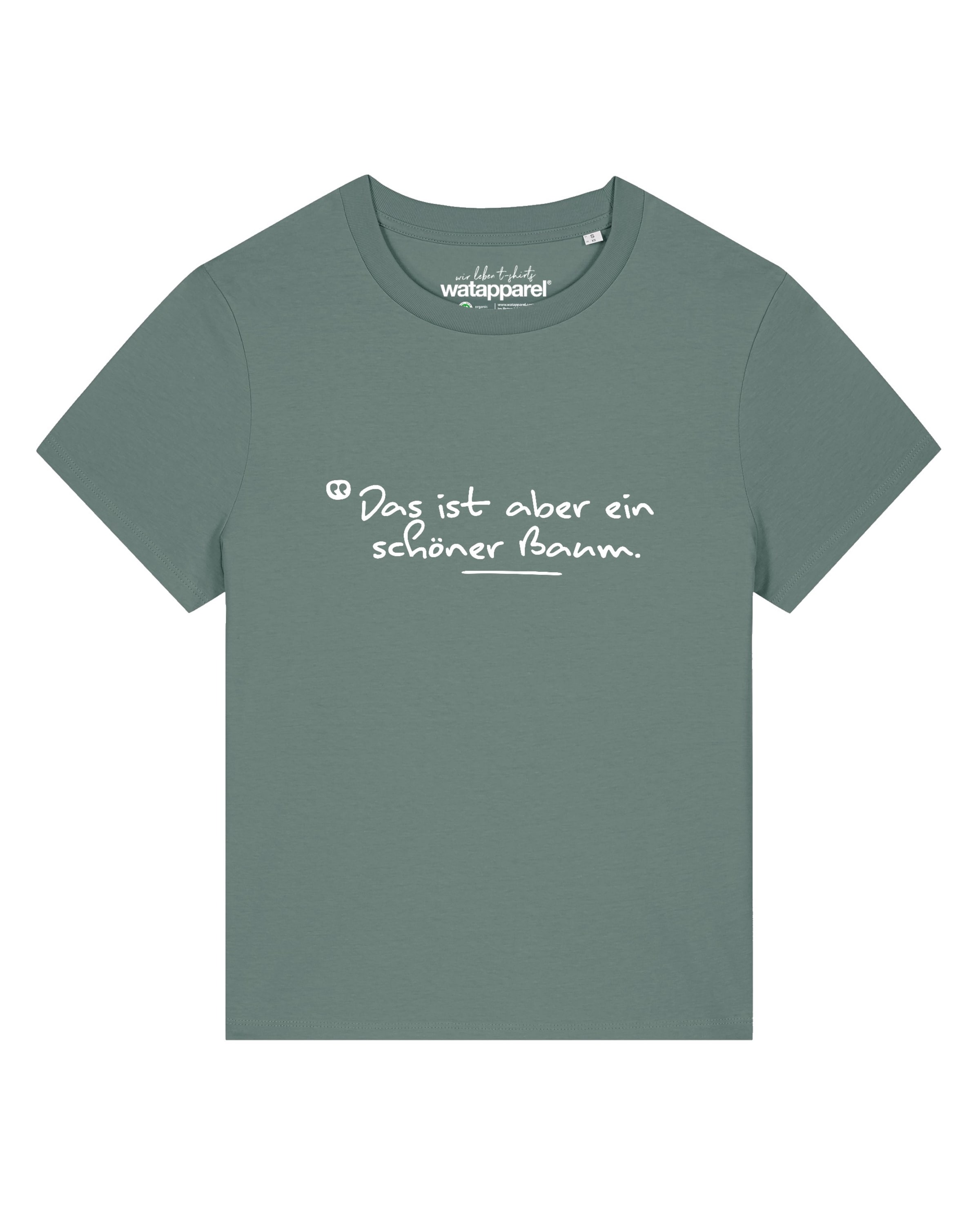 Maglietta 'Das Ist Aber Ein Schöner Baum' di Watapparel in verde: frontale