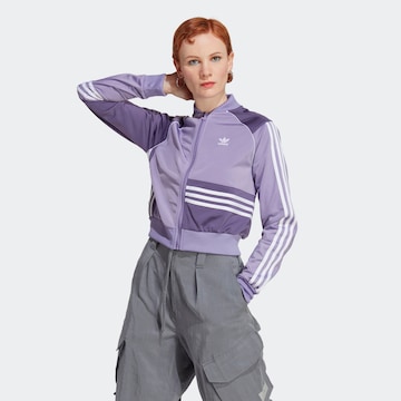 ADIDAS ORIGINALS Zip-Up Hoodie in Purple: front