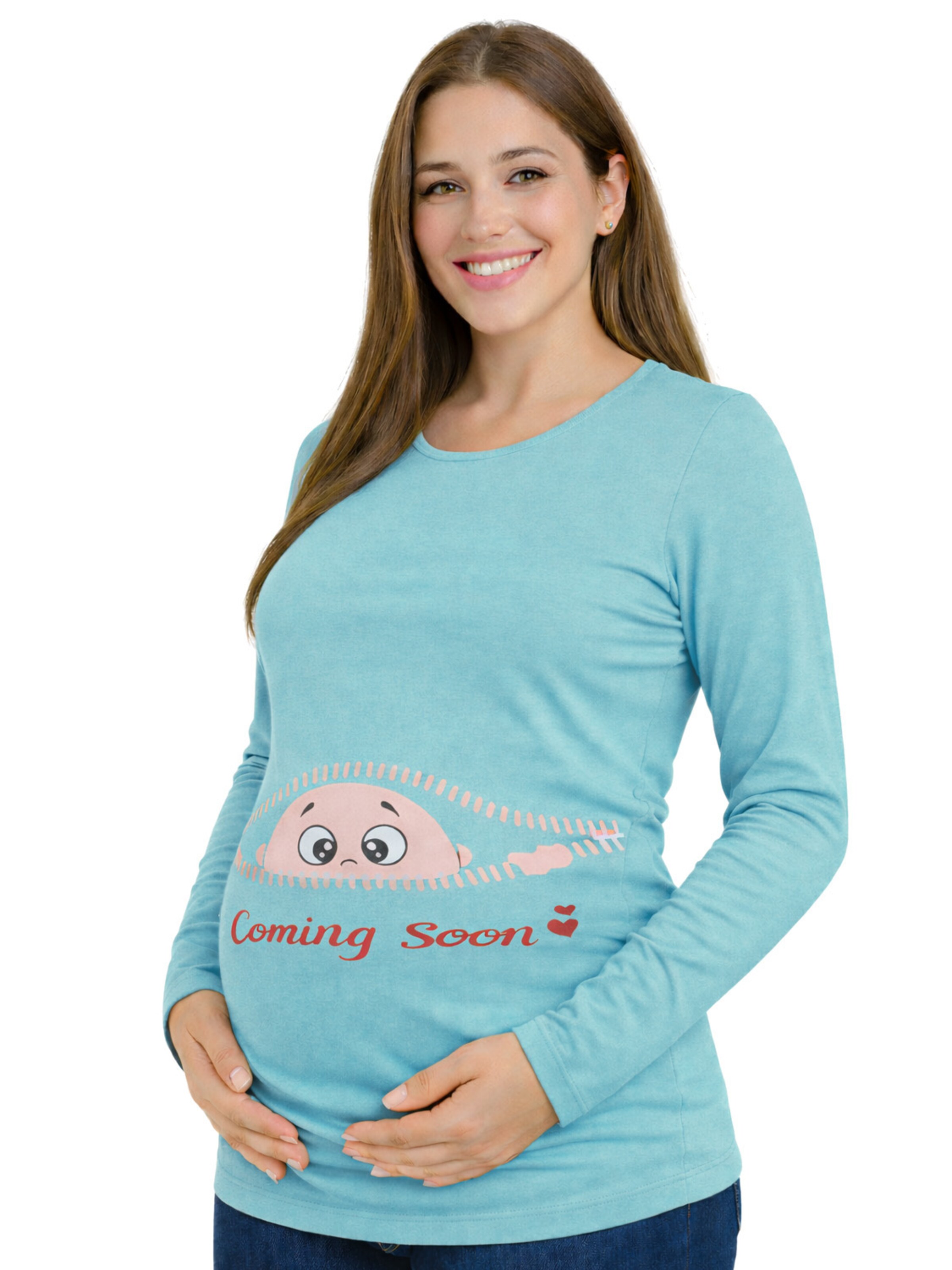 M.M.C. Shirt 'Coming Soon Umstandslangarmshirt' in Blue