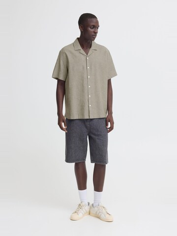 BLEND Comfort fit Button Up Shirt ' BHAban Cuba Linen Mix ' in Green