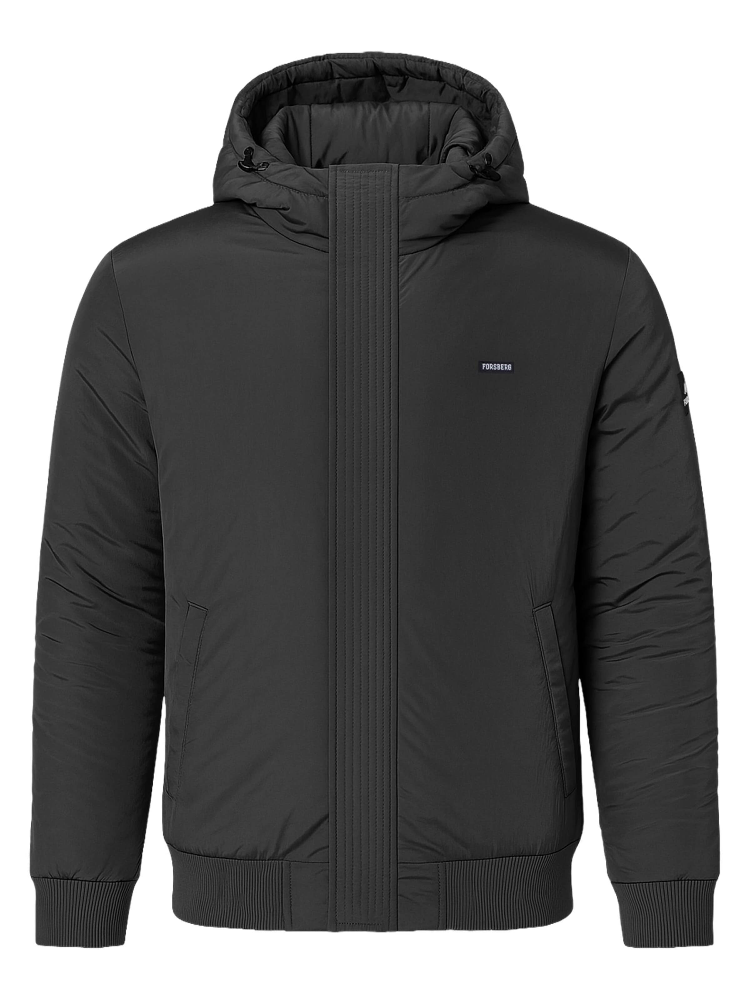 FORSBERG Funktionsjacke 'Winterjacke mit gefütterter Kapuze'‌‌‌‌‌‌‌‌‌ in Schwarz: Vorderseite