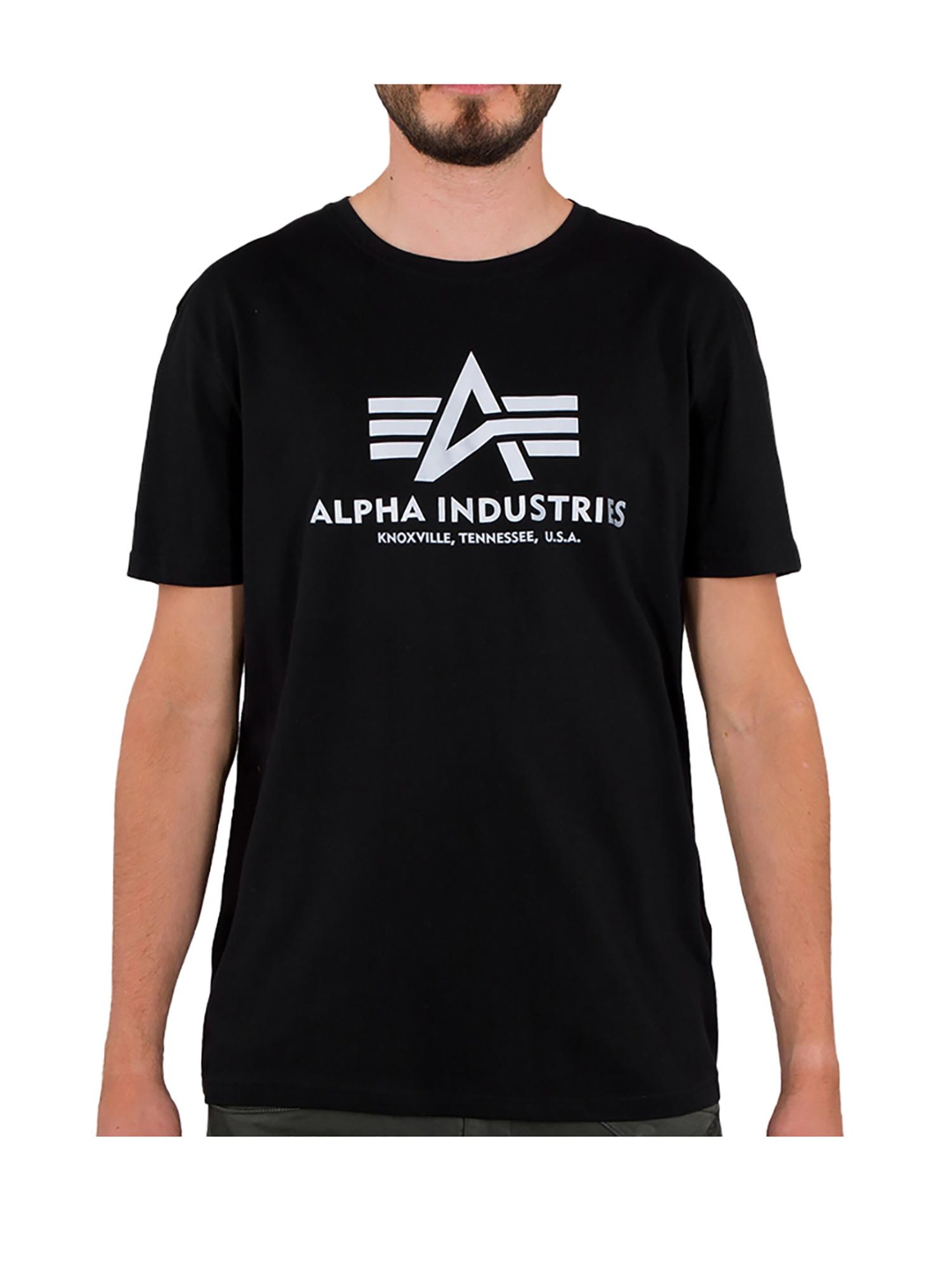 ALPHA INDUSTRIES Shirt 'Basic Logo'‌‌‌‌ in Schwarz: Vorderseite