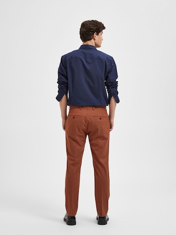 Coupe slim Pantalon à plis 'Logan' SELECTED HOMME en marron