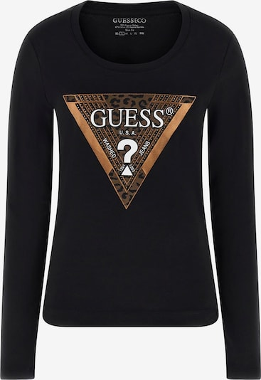 Marškinėliai iš GUESS, spalva – tamsiai ruda / juoda / balkšva, Prekių apžvalga