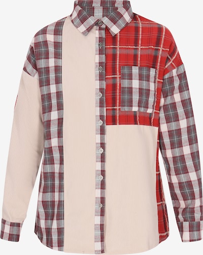 SANIKA Bluza u bež / tamo siva / tamno crvena / bijela, Pregled proizvoda