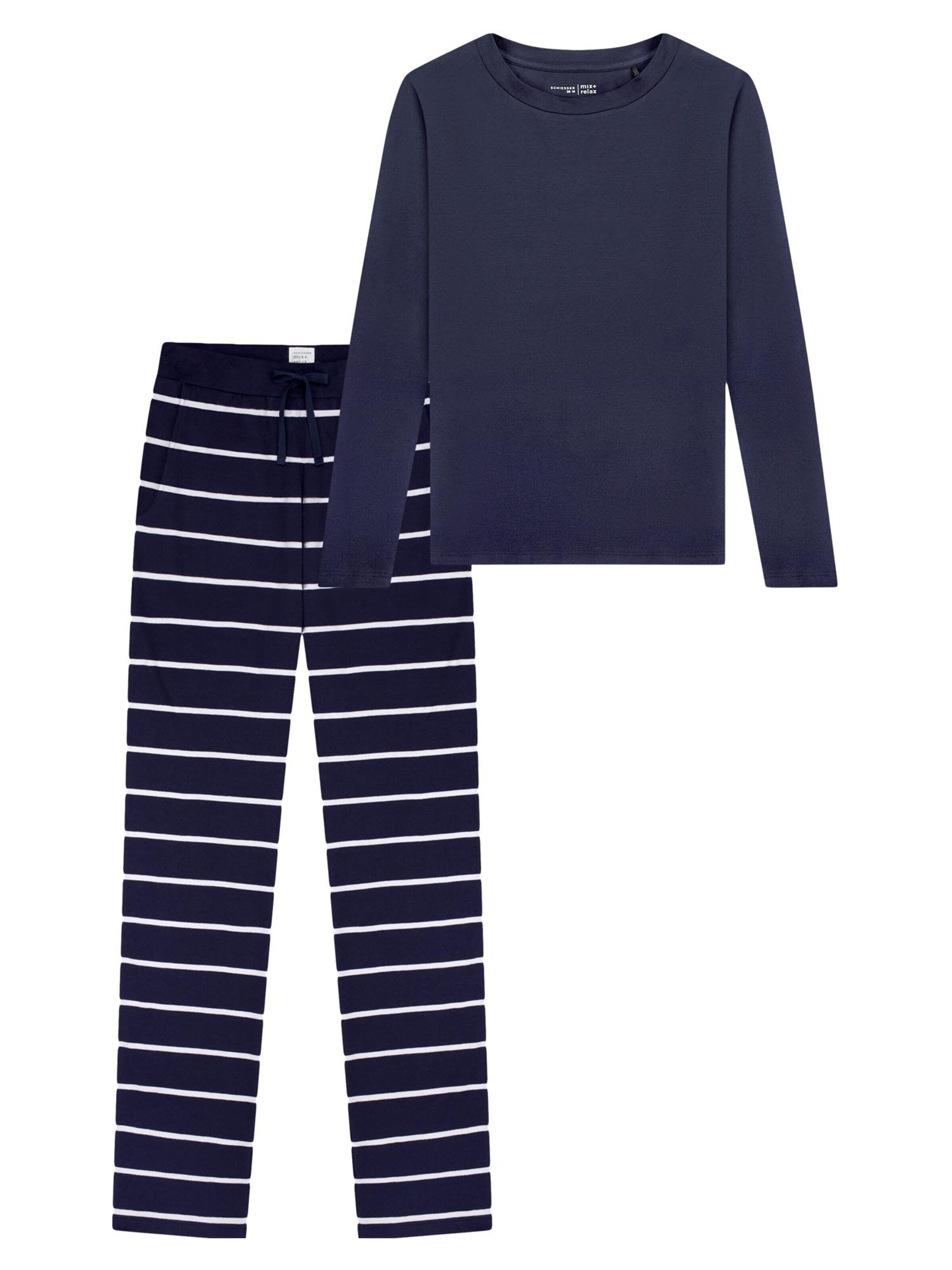 SCHIESSER Pyjama 'Mix & Relax'‌‌ in Blau: Vorderseite