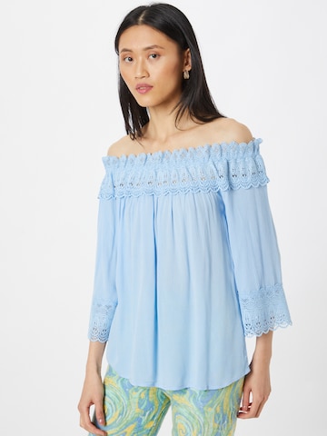 Cream Blouse 'Bea' in Blue: front