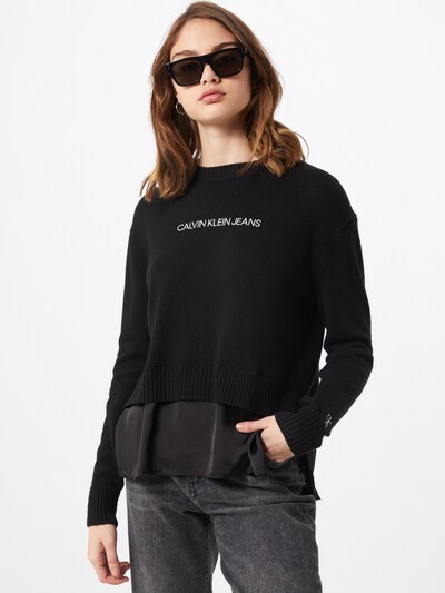Megztinis iš Calvin Klein Jeans , spalva - juoda / balta, Modelio vaizdas
