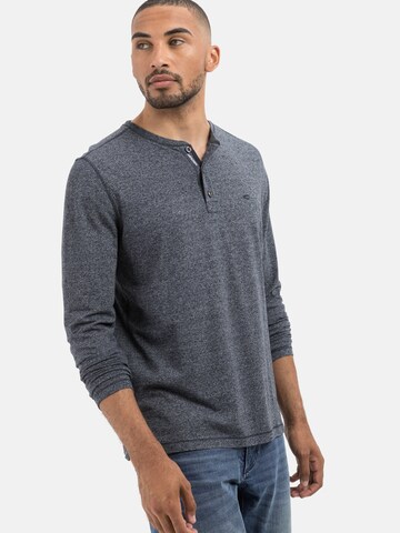 CAMEL ACTIVE Langarm Henleyshirt aus nachhaltigen Baumwollmix in Blau