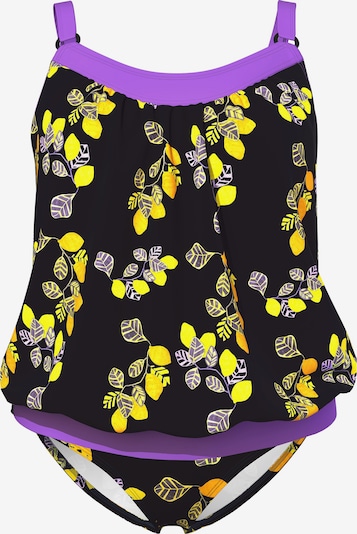 Ulla Popken Badeanzug in gelb / grau / schwarz / weiß, Produktansicht