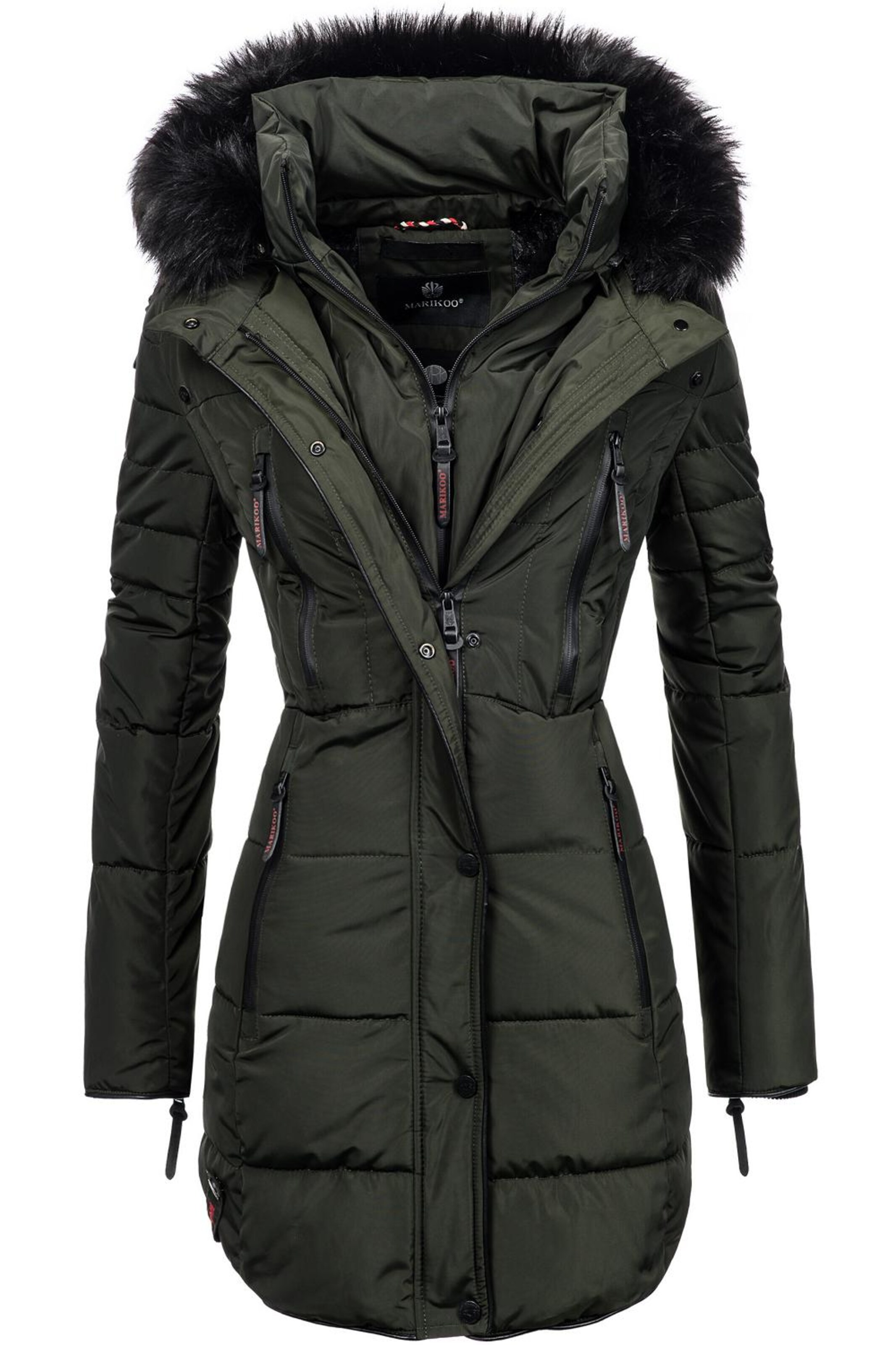 MARIKOO Winter coat 'Moonshine' in Green: front
